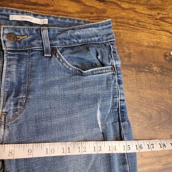Levi's Jeans Sz 27 Low Rise 711 Skinny Medium Light Wash Stretch Denim Western - Picture 8 of 12